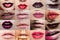 Collage lips close-up beauty different lipstick