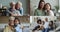 Collage of loving happy multi generational families