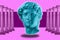 Collage with man face of antique sculpture in vaporwave style. Modern creative concept image with head ancient statue