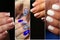 Collage manicure nail design. Manicure design on business cards