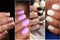 Collage manicure nail design. Manicure design on business cards