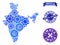 Collage Map of India with Cogs and Grunge Seals for Services