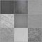 Collage of monochromatic gray squares with different patterns