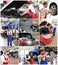 Collage with motives in a car repair shop - car repair, change t