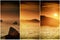 Collage nature, sunset at Cantabrian coast