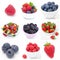 Collage of nine pictures with fresh berries