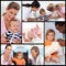 Collage of nurses and pediatritians with babies