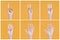 Collage one five fingers count signs yellow backdrop. High quality and resolution beautiful photo concept