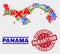 Collage of Panama Map Symbol Mosaic and Grunge Parasitism Seal