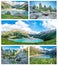 Collage of panorama of spectacular scenic Big Almaty Lake