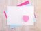 Collage papers with heart stickers