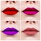 Collage of perfect female lips with colorful lipstick.