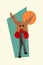 Collage photo banner of creative headless woman reindeer toy nice girlish legs creative greetings winter time isolated