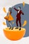 Collage photo of youngster couple woman mister dancing celebrating weekend summer chill stay half orange juice fresh