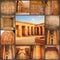 A collage of photos Beautiful ancient Temple of Medina-Habu. Egypt, Luxor