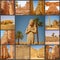 A collage of photos Beautiful ancient Temple of Medina-Habu. Egypt, Luxor