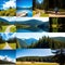 Collage of photos of nature. Collage consisting of images of mountains, forests and lake.