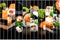Collage of photos of sushi