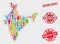Collage of Poll India Map and Distress Editors` Choice Watermark
