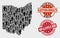 Collage of Poll Ohio State Map and Scratched Non Alcoholic Beer Stamp Seal