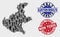 Collage of Poll Veneto Region Map and Distress Non Toxic Stamp Seal