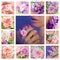 Collage of a polymer clay jewelery: romantic style, spring flora