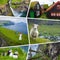 Collage of popular tourist destinations in Faroes Islands.  Travel background. Faroe Islands. Denmark. Europe