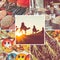 Collage of popular tourist destinations in Morocco. Travel background