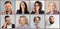 Collage with portraits of business people. Banner design