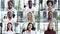 Collage of portraits of an ethnically diverse and mixed age group of focused businessmen and businesswomen