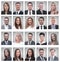 Collage of portraits of young businessmen and businesswoman