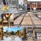 Collage of pouring concrete