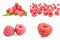 Collage of raspberry fruit isolated on a white background with clipping path