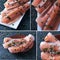 Collage of raw trout and raw salmon