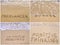 Collage of relaxation messages written on sand