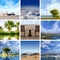 A collage of resort images with sky and water