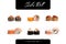 Collage set of sushi roll pieces isolated with on white background. Different types of Sushi rolls for restaurant menu. Ready