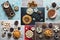 Collage showing Arabian sweets. Arabian cuisine. Ramadan food background.