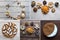 Collage showing Arabian sweets. Arabian cuisine. Ramadan food background