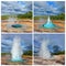 Collage showing different phases of the geyser