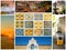 Collage showing portugal, tiles, sunset, city