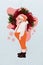 Collage side profile photo of old age retired saint nicholas wear red costume near christmas wreath decorations isolated