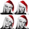 Collage of smiling woman in red christmass hat