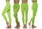 Collage of sporty green leggings on slim pretty bare legs on a white background