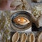 Collage with stages of making ajarian khachapuri
