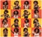 Collage about surprised and happy beautiful afro woman