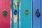 Collage texture of wooden doors in Malta