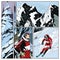 Collage on theme skiing. Stock illustration.