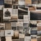 A collage of torn magazine pages, vintage photographs, and handwritten letters, creating a nostalgic montage of memories and sto