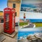 Collage of tourist photos of the Gibraltar British island.